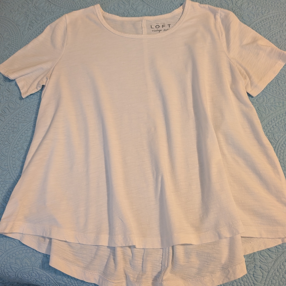 LOFT White Vintage Soft Tee, Women's Medium